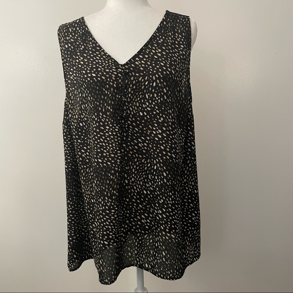 Black Dot Georgette & Knit Back Top